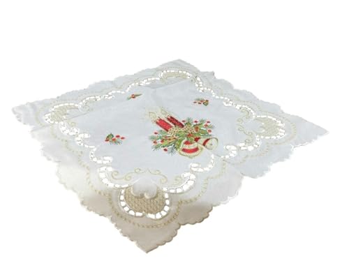 Generisch Cremefarbene Weihnachtsdecke Tischläufer Tischdecke Mitteldecke Tischband (ca. 60x60 cm) von Generisch