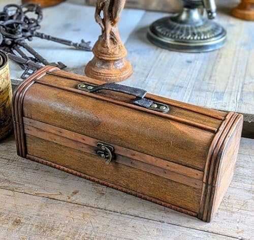 Generisch DEKO KOFFER FÜR FLASCHEN BRAUN GESCHENKBOX ANTIK STIL HOLZ VINTAGE NEU von Generisch