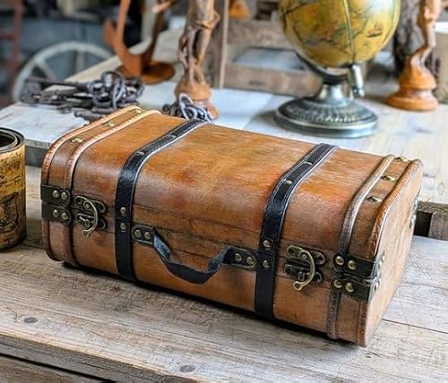 Generisch DEKO KOFFER TRUHE SCHATZTRUHE ANTIK STIL HOLZ VINTAGE WOHNDEKO 39cm k NEU von Generisch