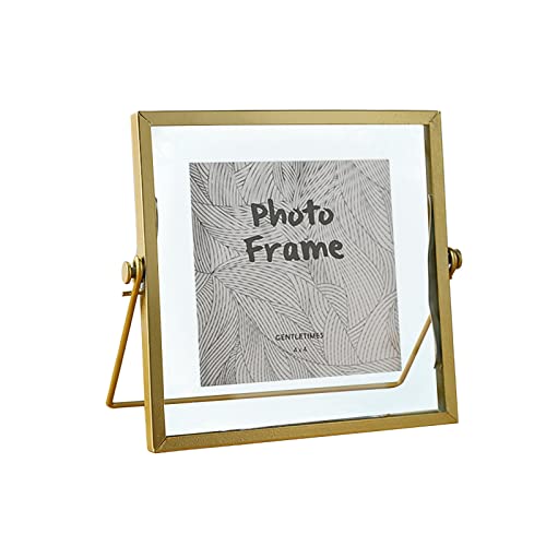 Generisch DIY Trockenblumen Bilderrahmen Kreativer Handgemachter Deko-Rahmen aus Glas & Metall 4x6 Zoll Doppelseitiger Foto Rahmen Moderner Minimalistischer Tischrahmen mit Getrockneten Blumen von Generisch