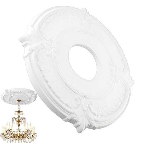 Generisch Deckenmedaillon - 30,5 cm x 8,7 cm PU dekorative Deckenlichtmedaillon, Kronleuchtermedaillon Blütenblattleuchte Lichtschutzplatte Elegante europäische sichere Dekoration für Deckenleuchten von Generisch