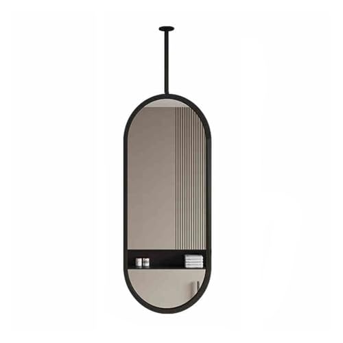 Generisch Deckenmontierter Hängespiegel, LED-beleuchteter Badezimmer-Kosmetikspiegel, Mit Berührungsempfindlichem Licht, for Badezimmer(Black,40x60cm) von Generisch
