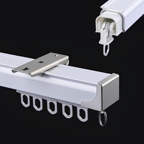 Generisch Deckenschienen-Set – Vorhangschiene Aus Aluminiumlegierung Zur Wandmontage – Raumteiler Mit Einzelschienen – Für Glasschiebetüren Im Wohnzimmer(White Ceiling,2 * 80cm/5.3ft) von Generisch