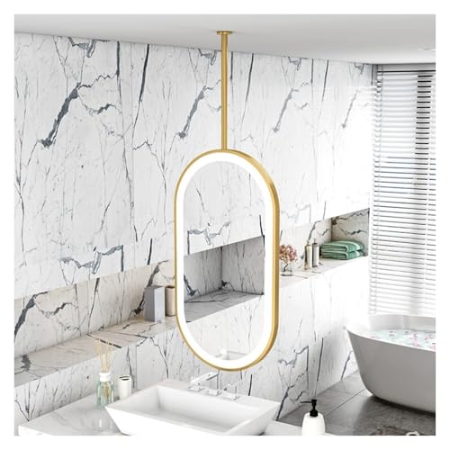 Generisch Deckenspiegel, Ovaler Rasierspiegel Aus Eisen, Beleuchteter Dekorativer Spiegel, for Die Toilette Im Eingangsbereich des Hotels(Gold,60x120cm) von Generisch