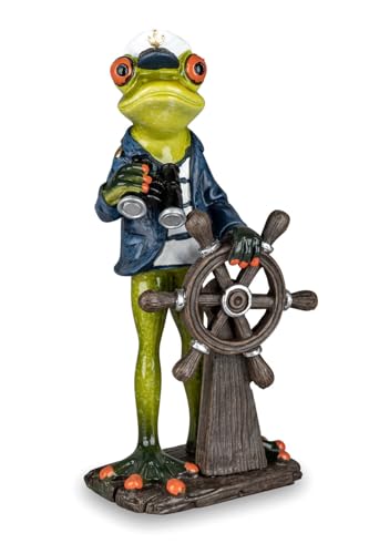 Generisch Dekofigur Frosch Seefahrer | Figur Kapitän maritim Deko | Froschfigur | 19 cm von Generisch