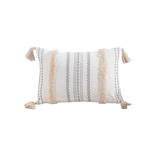 Generisch Dekorative Kissenhülle mit Quasten Geflochtenes und Getuftetes Design 45x45 cm Dunkelblau Polyester Baumwoll Mischgewebe Ideal für Sofa Bett und Wohnzimmereinrichtung von Generisch