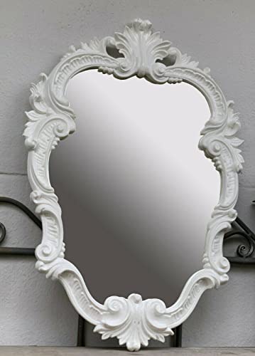 Generisch Dekorativer Barock Wandspiegel Gold ovaler Spiegel antik Wandspiegel Antik Oval Vintage Badspiegel Barock Shabby 49X33 Rokoko C443 (Weiß) von Generisch