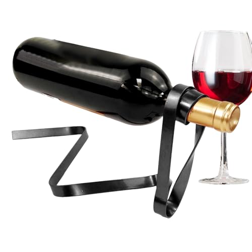 Generisch Dekorativer Weinregal - Schwebende Seil Weinhalter Band Design | Modernes Metall Whiskey-Organizer für Wohnzimmer Entertainment-Center Keller von Generisch