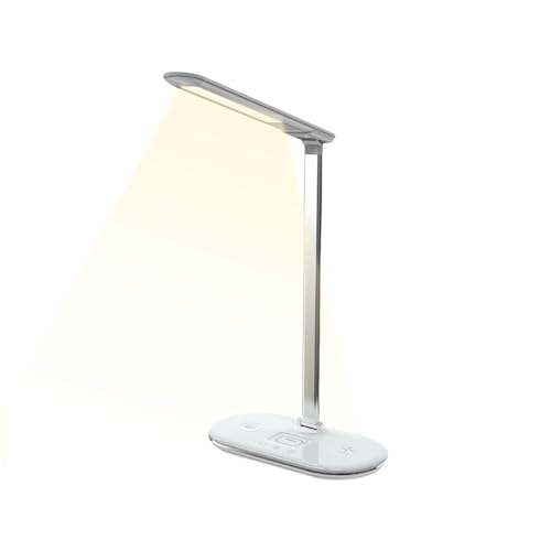 Generisch Dimmbare Schreibtischlampe - Kabellose Ladestation Als Tischleuchte Mit Faltbarem Design,Klappbare Dimmbare Augenfreundliche Leselampe Mit Ladestation Für Schlafzimmer Nachttisch Und Büro von Generisch