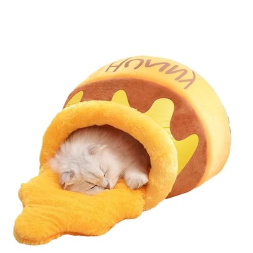 Generisch Dog Bed Cat Bed Fluffy Cat Blanket Round Half Closed with Hood Small Dogs and Cats Pet Bed Gold, Gold Generisch Dog Bed Cat Bed Fluffy Cat Blanket Round Half Closed with Hood Small Dogs and Cats Pet Bed Gold, Gold von Generisch