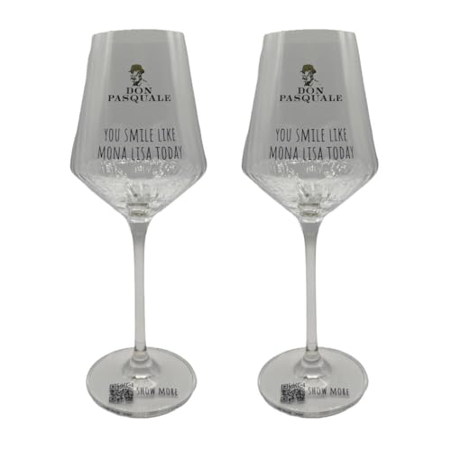 Generisch Don Pasquale Weingläser 2er-Set – You smile like Mona Lisa today, elegante Designgläser mit Spruch Generisch Don Pasquale Weingläser 2er-Set – You smile like Mona Lisa today, elegante Designgläser mit Spruch von Generisch