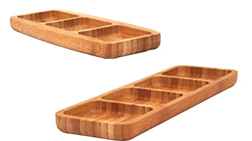 Generisch Doppel-Pack Eco-freundliche Holzteller Bambus-Snack-Schalen 2 teilig Set von Generisch