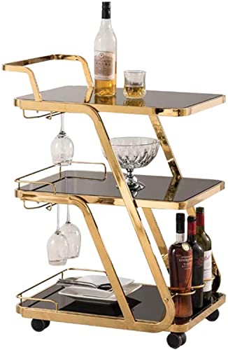 Generisch Drinks Trolley on Wheels - 3-Tier Mobile Bar Serving Trolley with Wine Bottle Shelves for Dining Room - 60 x 45 x 91 cm - Silver Finish Generisch Drinks Trolley on Wheels - 3-Tier Mobile Bar Serving Trolley with Wine Bottle Shelves for Dining Room - 60 x 45 x 91 cm - Silver Finish von Generisch