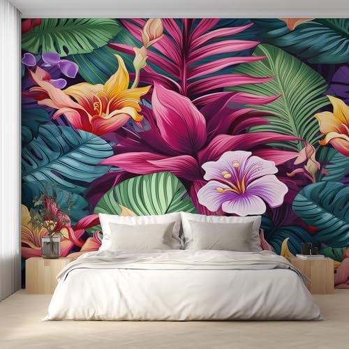 Generisch Dschungel Tropische Tapete, Fototapete Hibiskus Blatt Blumen, Vliestapete für Schlafzimmer Wohnzimmer, Wand Deko Tapeten, Wandverkleidung 500x350 cm D&O63 Generisch Dschungel Tropische Tapete, Fototapete Hibiskus Blatt Blumen, Vliestapete für Schlafzimmer Wohnzimmer, Wand Deko Tapeten, Wandverkleidung 500x350 cm D&O63 von Generisch