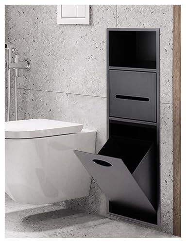 Generisch Duschnische aus Edelstahl – Wasserdichtes Badezimmerregal mit integriertem Toilettenpapierhalter und Mülleimer for Zuhause und Hotel(Grey) von Generisch