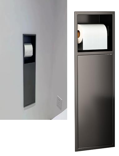 Generisch Duschregal aus Edelstahl, Toilettenpapierhalter, versenkter Duschnische, Badezimmer-Wandregal, Organizer for Küche, Wohnzimmer, Hotel, Wohnbereich(Black,60x16.5x13.5cm) von Generisch