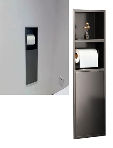 Generisch Duschregal aus Edelstahl, Toilettenpapierhalter, versenkter Duschnische, Badezimmer-Wandregal, Organizer for Küche, Wohnzimmer, Hotel, Wohnbereich(Black,80x18x12.5cm) von Generisch