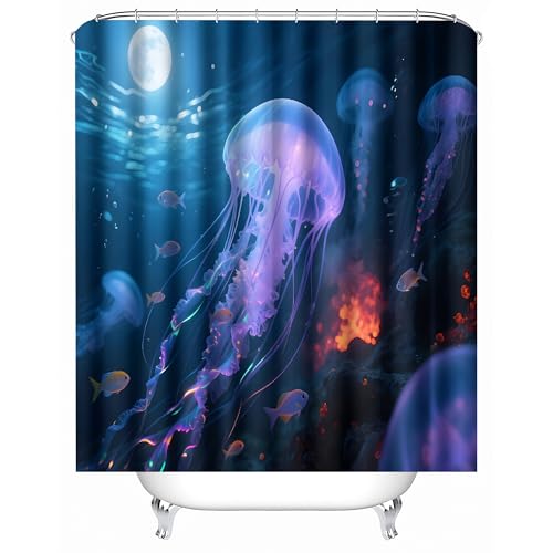 Generisch Duschvorhang Anti Schimmel 220x200 cm 3D Motiv Wasserdicht Shower Curtain Quallen Leuchtend Unter Dem Meer Traum Badewanne Vorhang Polyester mit 12 Haken Generisch Duschvorhang Anti Schimmel 220x200 cm 3D Motiv Wasserdicht Shower Curtain Quallen Leuchtend Unter Dem Meer Traum Badewanne Vorhang Polyester mit 12 Haken von Generisch