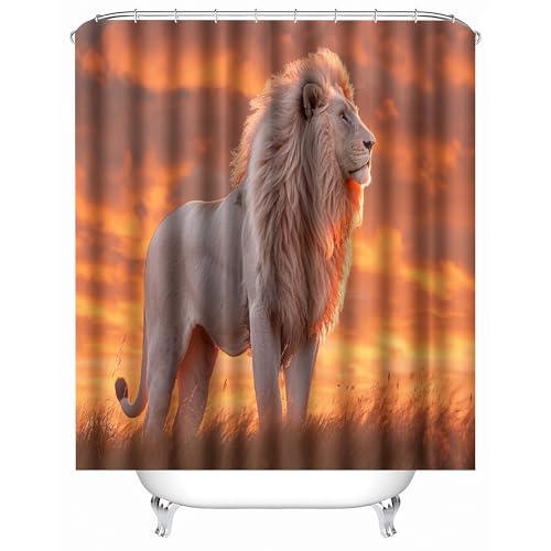 Generisch Duschvorhang Wasserdichter 120x180 cm Löwe Tier Grasland Sonnenuntergang Duschvorhang Waschbar Schnelltrocknender Stoff Polyester Badewanne Vorhang mit 12 Duschvorhängeringen Generisch Duschvorhang Wasserdichter 120x180 cm Löwe Tier Grasland Sonnenuntergang Duschvorhang Waschbar Schnelltrocknender Stoff Polyester Badewanne Vorhang mit 12 Duschvorhängeringen von Generisch