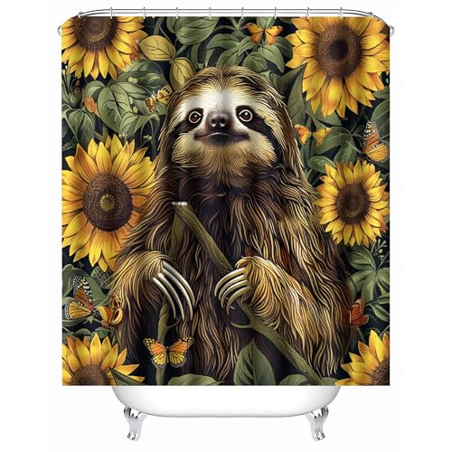 Generisch Duschvorhang Wasserdichter 200x200 cm Faultier Tier Sonnenblume Pflanze Duschvorhang Waschbar Schnelltrocknender Stoff Polyester Badewanne Vorhang mit 12 Duschvorhängeringen Generisch Duschvorhang Wasserdichter 200x200 cm Faultier Tier Sonnenblume Pflanze Duschvorhang Waschbar Schnelltrocknender Stoff Polyester Badewanne Vorhang mit 12 Duschvorhängeringen von Generisch