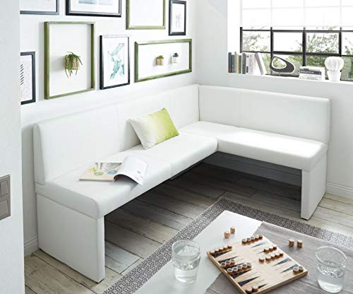 generisch Eckbank Kunstleder Esszimmerbank Sitzbank Sitzecke Küchen-Bank (200x140, weiß) von generisch