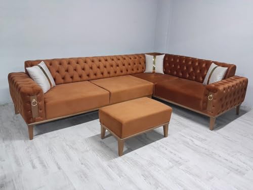Generisch Ecksofa Mona Chesterfield Sofa Schlafsofa Polster Samt Polsterhocker/Tisch Braun, 226014483819 Generisch Ecksofa Mona Chesterfield Sofa Schlafsofa Polster Samt Polsterhocker/Tisch Braun, 226014483819 von Generisch