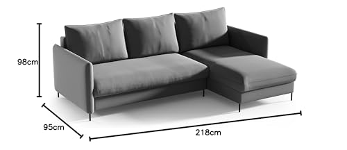 Generisch Ecksofa mit Schlaffunktion Couch Sofa mit Schlaffunktion und Bettkasten Samt Grau mit Stauraum (Gruen) von Generisch