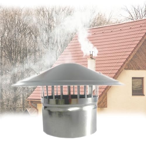 Generisch Edelstahl Schornsteinkappe 60 100 150 200mm Schornstein Kaminabdeckung Rauchrohr Abdeckkappe Dach Regenhaube Ablufthauben Für Kamine(200mm/7.9in) von Generisch