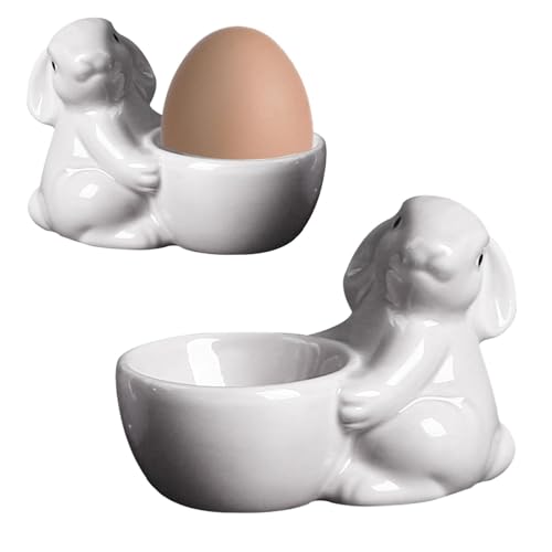 Generisch Eierbecher aus Keramik,Ostereierbecher,Keramik-Häschen-Porzellan-Ei-Display - Hasenstatue Eierbecher, süß und einfach für Küchenhelfer, Heimdekoration, Küchenutensilien von Generisch