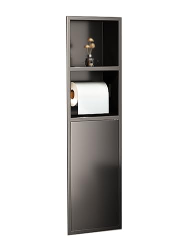 Generisch Einbau-Duschnische, Badezimmer-Wandregal, Organizer, Duschregal aus Edelstahl, Einbau-Toilettenpapierhalter for Küche, Wohnzimmer, Hotel, Wohnbereich(Black,80x18x12.5cm) von Generisch