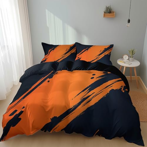 Generisch Einfacher Stil Bettwäsche-Set 155 x 200 cm 3 Teilig Bettbezug, Einfache Linien Wendebettwäsche Leicht Weich Mikrofaser Bettbezug und 2 Kissenbezüge 80 x 80 cm mit Reißverschluss von Generisch