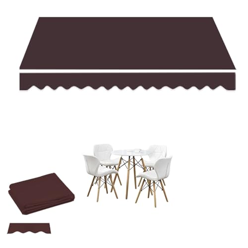 Generisch Einziehbare Markisenbespannung Wasserabweisend Markiesenstoff Polyester 3,4,5,6 m (ohne Rahmen) Markisentuch Ersatzstoff für Terrassen mit Volant(Coffee,4.0x2.5m/13x8ft) von Generisch