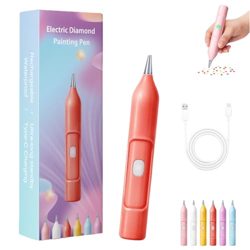 Generisch Electric Diamond Painting Pen with Vacuum Technology, Painter Vacuum Diamond Art Pen Pickup Tool, Ipx5 Waterproof Rechargeable Automatic Art Pens Tools (Orange) von Generisch