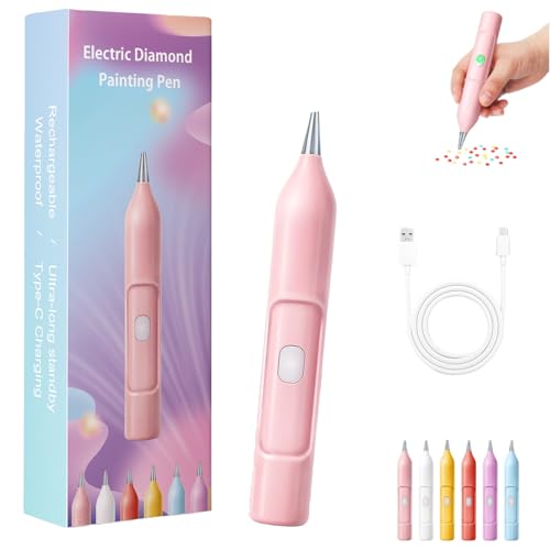 Generisch Electric Diamond Painting Pen with Vacuum Technology, Painter Vacuum Diamond Art Pen Pickup Tool, Ipx5 Waterproof Rechargeable Automatic Art Pens Tools (Pink) von Generisch