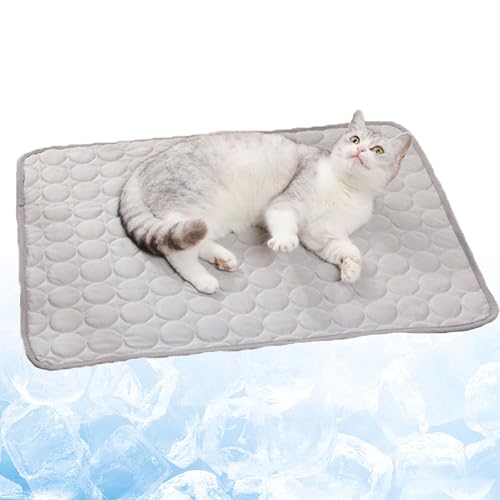 Generisch Emmalove - Kühlmatte Für Den Sommer, Atmungsaktive kühldecke für Hunde und Katze mit 3D-Mesh, Nordseepfote Kühlmatte Katze für Zuhause Unterwegs oder im Auto (Grau, L/70 * 55cm) von Generisch