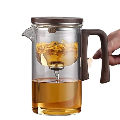Generisch Enchanti Tea Pot, Enchantipot Magic Tea Po, Water Separation Glass Teapot with Wooden Handle, Press Control Magic Tea Pot, Enchantipot Magic Pot von Generisch