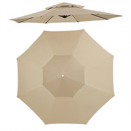 Generisch Ersatz Baldachin Abdeckung für Freitragender Terrassenschirm 8 Rippen Doppeldach, Runder Ersatz Regenschirm Baldachin für Garten Markt Pool, 2,7 m/3,0 m(Beige,300cm) von Generisch