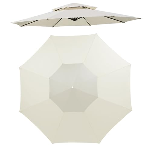 Generisch Ersatz Baldachin Abdeckung für Freitragender Terrassenschirm 8 Rippen Doppeldach, Runder Ersatz Regenschirm Baldachin für Garten Markt Pool, 2,7 m/3,0 m(Creme,270cm) von Generisch