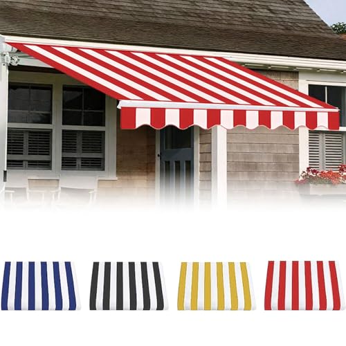 Generisch Ersatz Markisentuch Markisenbespannung ersatzstoff Balkon Markiesenstoff Polyester Ersatz Markisentuch Sonnenschutz Markisen Ersatzstoff mit Volant(Rot,3.5x1.5m/11.5x5ft) von Generisch