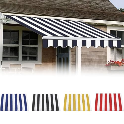 Generisch Ersatz Markisentuch Markisenbespannung ersatzstoff Balkon Markiesenstoff Polyester Ersatz Markisentuch Sonnenschutz Markisen Ersatzstoff mit Volant(Schwarz,7x2.5m/23x8ft) von Generisch