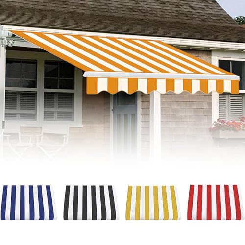 Generisch Ersatz Markisentuch Markisenbespannung ersatzstoff Balkon Markiesenstoff Polyester Ersatz Markisentuch Sonnenschutz Markisen Ersatzstoff mit Volant(Yellow,4.5x3m/15x10ft) von Generisch