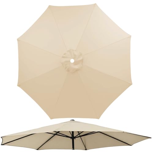 Generisch Ersatzschirm für Terrassenschirme 6/8 Rippen, Runder Sonnenschirm Ersatzbezug 2,0 m 3,0 m 4,0 m, Ersatz Regenschirm Abdeckung für Garten, Pool, UV-Schutz(Beige,6 Streben 230cm) von Generisch