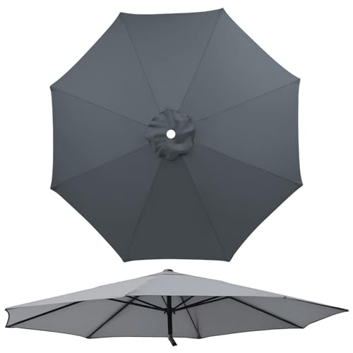 Generisch Ersatzschirm für Terrassenschirme 6/8 Rippen, Runder Sonnenschirm Ersatzbezug 2,0 m 3,0 m 4,0 m, Ersatz Regenschirm Abdeckung für Garten, Pool, UV-Schutz(Grau,8 Rippen 250cm) von Generisch