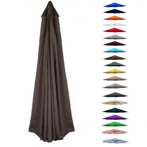 Generisch Ersatzschirmbezug für Sonnenschirme 200–400 cm, 6/8 Streben Stoffbezug Ersatz, Baldachin Ersatzbezug für Hof Strand, lichtecht, Schwarz(Dunkeltaupe,8 Streben 200cm) von Generisch