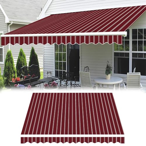 Generisch Ersatzstoff Markisenstoff Für Einziehbare, Außen Markisenbespannung Aus Polyester Balkonmarkise Ersatzstoff Sonnenschutz Terrasse Markisentuch, 1.5/2/2.5/3/3.5/4.0m(Weinrot,5.5x2.0m) von Generisch