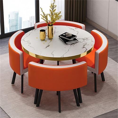 Generisch Esstisch-Set für kleine Räume, runder Frühstückstisch mit 2 Stühlen, kompaktes Design, ideal für Küche oder Esszimmer, 80 x 74,9 cm von Generisch