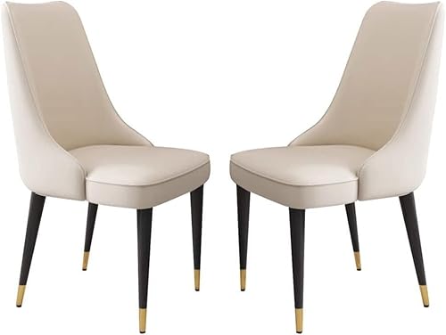 Generisch Esszimmerstühle, 2er-Set, Mikrofaser-Leder, Tisch-Beistellstühle, Arbeitszimmer-Lounge-Stuhl, stabile Beine aus Karbonstahl(Beige,Golden Leg) von Generisch