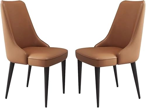 Generisch Esszimmerstühle, 2er-Set, Mikrofaser-Leder, Tisch-Beistellstühle, Arbeitszimmer-Lounge-Stuhl, stabile Beine aus Karbonstahl(Light Coffee,Black Leg) von Generisch