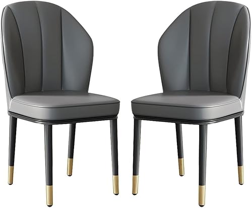 Esszimmerstühle, 2er-Set, PU-Leder, hohe Rückenlehne, gepolsterter weicher Sitz, mit Metallbeinen aus Kohlenstoffstahl(Gray) von Generisch