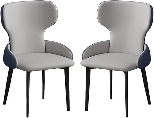 Generisch Esszimmerstühle, 2er-Set, modernes PU-Leder, hohe Rückenlehne, gepolsterter weicher Sitz, stabile Metallbeine aus Kohlenstoffstahl(Grey Blue) von Generisch